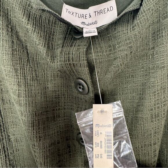 Madewell Texture & Thread Button-Front Tank Dress in Olive Green Size Medium - Picture 6 of 8
